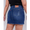 Saia Shorts Jeans Atacado Plus Size Feminina Revanche Silvia Azul Detalhe Costas