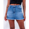 Saia Shorts Jeans Atacado Feminino Revanche Esther Azul Detalhe 