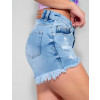 Shorts Jeans Atacado Mom Feminino Revanche Fortune Azul Detalhe