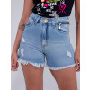 Shorts Jeans Atacado Feminino Revanche Carla Azul Detalhe Frente
