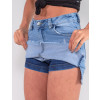  Saia Shorts Jeans Atacado Feminino Revanche Clothilde Azul Detalhe Frente