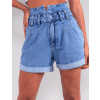 Shorts Jeans Atacado Feminino Revanche Creissant Azul Detalhe Frente