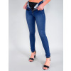 Calça Jeans Atacado Cigarrete com Cinta Feminina Revanche Fit Belt Marianne Azul Detalhe Frente