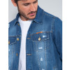  Jaqueta Jeans Atacado Masculina Revanche Mauger Azul Detalhe Frente