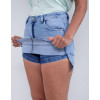 Saia Shorts Jeans Atacado Feminino Revanche Gabiele Azul Detalhe Frente