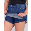  Saia Shorts Jeans Atacado Plus Size Feminina Revanche Silvia Azul Detalhe