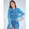 Jaqueta Jeans Atacado Feminina Revanche Leonarda Azul Frente