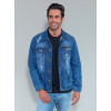 Jaqueta Jeans Atacado Masculina Revanche Andree Azul Frente