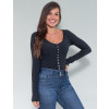 Body Atacado Botões Feminino Revanche Bernetta Preto Frente