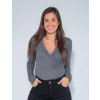 Body Atacado Transpassado Feminino Revanche Celestiel Cinza Frente