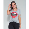 Camiseta Atacado Boca Feminina Revanche Trace Mescla Frente