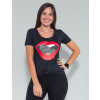 Camiseta Atacado Boca Feminina Revanche Trace Preto Frente