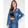 Jaqueta Jeans Atacado Destroyed Feminina Revanche Sstar Azul Lateral