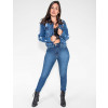 Jaqueta Jeans Atacado Destroyed Feminina Revanche Sstar Azul Look