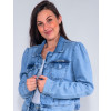 Jaqueta Jeans Atacado Feminina Revanche Amarilis Azul Detalhe Frente
