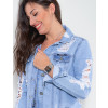 Jaqueta Jeans Atacado Max Feminina Revanche Cabo Azul Detalhe