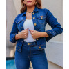Jaqueta Jeans Básica Com Lycra Atacado Feminina Revanche Benissa Azul