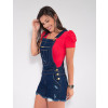 Jardineira Jeans Atacado Feminina Revanche Mardi Azul Lado