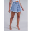 Shorts Jeans Atacado Godê Feminino Revanche Aline Azul Lado