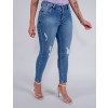 Calça Jeans Atacado Cropped Feminino Revanche Domenica Azul Lado