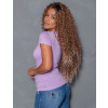 Blusa Baby Look Basica Manga Curta Atacado Feminina Revanche Sylfaenol Lilás