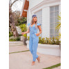 Macacão Jeans Atacado Longo Feminino Revanche Jane Azul Lateral