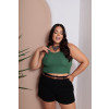 Shorts Jeans Cintura Alta e Bolso Faca Plus Size Atacado Feminina Revanche Troyan Preto 