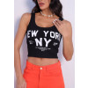 Regata cropped estampada atacado feminino Revanche Ruse Preto
