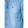 Camisa Jeans Atacado Masculina Revanche Marcellin Azul Detalhe Frente