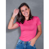 Blusa Baby Look Basica Manga Curta Atacado Feminina Revanche Sylfaenol Rosa Médio