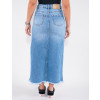 Saia Jeans Atacado Longuete Feminina Revanche Maurina Azul Costas