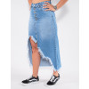 Saia Jeans Atacado Longuete Feminina Revanche Maurina Azul  Lado