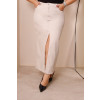Saia Jeans Longa Com Abertura Curvy Atacado Feminina Revanche Minaya Areia