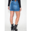 Saia Shorts Jeans Atacado Cinto Fixo Feminina Revanche Ynes Azul Costas