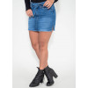 Saia Shorts Jeans Atacado Cinto Fixo Feminina Revanche Ynes Azul Frente