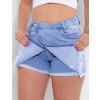 Saia Shorts Jeans Atacado Feminina Revanche Cayenne Azul Detalhe