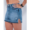 Saia Shorts Jeans Atacado Feminina Revanche Charline Azul Frente Detalhe