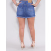 Saia Shorts Jeans Atacado Feminina Revanche Fifine Azul Costas