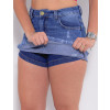 Saia Shorts Jeans Atacado Feminina Revanche Fifine Azul Detalhe