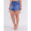 Saia Shorts Jeans Atacado Feminina Revanche Fifine Azul Frente