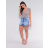 Saia Shorts Jeans Atacado Feminina Revanche Hariette Azul Look