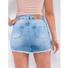 Saia Shorts Jeans Atacado Feminina Revanche Jordane Azul Detalhe Costas