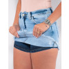 Saia Shorts Jeans Atacado Feminina Revanche Jordane Azul Detalhe