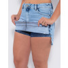 Saia Shorts Jeans Atacado Feminina Revanche Lela Azul Detalhe