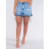 Saia Shorts Jeans Atacado Feminina Revanche Lela Azul Frente