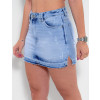 Saia Shorts Jeans Atacado Feminino Revanche Blanch Azul Detalhe Lado