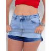 Saia Shorts Jeans Atacado Feminino Revanche Blanch Azul Detalhe