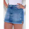 Saia Shorts Jeans Atacado Feminino Revanche Brielle Azul Detalhe Lado