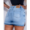 Saia Shorts Jeans Atacado Feminino Revanche Giovanna Azul Detalhe Costas