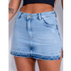 Saia Shorts Jeans Atacado Feminino Revanche Giovanna Azul Detalhe Frente